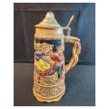 Vintage German Style ceramic Music Box Beer Stein