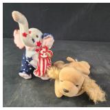 TY BEANIE BABIES ELEPHANT Righty 2000 AND PUPPY