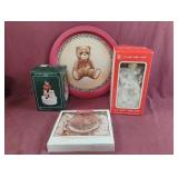 Christmas music box, crystal plate, Angel tree