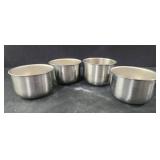 4 small stainless steel bowls