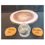 11" faux wood display, air plant holder decor,