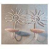 Pair Metal sun wall sconces 10"