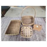 Baskets and small wooden box with seagull on it