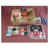 Paint brushes, masking tape, small hammer and