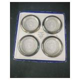 Crystal + silverplate coaster ashtray set Leonard