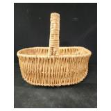 Vintage Woven Rattan Oval Basket With Handle