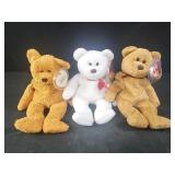 3 collectible TY beanie babies bears tag