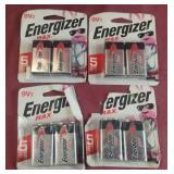 Energizer 9V batteries. 4-2 ct packs. Exp 12-2026