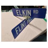 Flint Hill Rd and Elkin Rd metal street signs