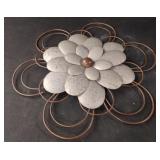 Metal galvanized tin flower wall decor 15.5"