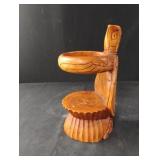 Wood carved wine bottle holder