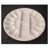 Vintage L.E. Smith Milk Glass Deviled Egg &