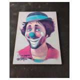 Vintage Chuck Oberstein Clown Print on board 6 x