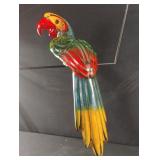 Vintage ceramic Macaw hanging on perch 15.5" long Vintage ceramic Macaw hanging on perch 15.5" long