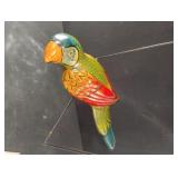 Vintage ceramic Macaw hanging on perch 17" long Vintage ceramic Macaw hanging on perch 17" long