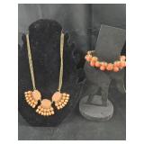 Peach colored Necklace and Bracelet Peach colored Necklace and Bracelet