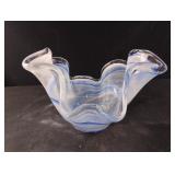 Vietri curved light blue hand blown bowl. Made in Vietri curved light blue hand blown bowl. Made in