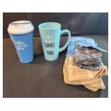 Coffee cups and kitchen towels Coffee cups and kitchen towels