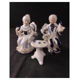 Vintage Victorian porcelain couple playing cards