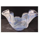 Vietri curved light blue hand blown bowl. Made in