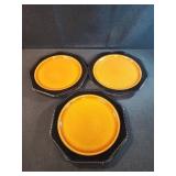 3 Sears Ironstone Octagon Amber plates. 10" 3 Sears Ironstone Octagon Amber plates. 10"