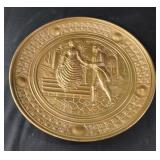 Vintage Victorian brass wall hanging plate Vintage Victorian brass wall hanging plate