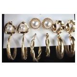 6pr Goldtone Fashion Earrings - new 6pr Goldtone Fashion Earrings - new
