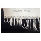 6pr Silvertone Fashion hoop earrings- New 6pr Silvertone Fashion hoop earrings- New