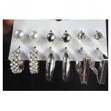 6pr Silvertone Fashion earrings- New 6pr Silvertone Fashion earrings- New