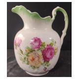 Vintage floral porcelain water pitcher-vase
