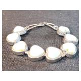 Heart link bracelet bluish white hearts Heart link bracelet bluish white hearts