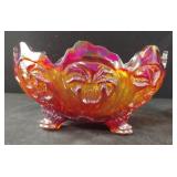 Vintage Imperial Amber Ruby Iris Footed Bowl Vintage Imperial Amber Ruby Iris Footed Bowl