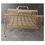 Vintage black and gold metal magazine rack