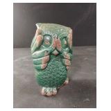 Glazed Emerald Ceramic "Peek A Boo" Owl 6.5"