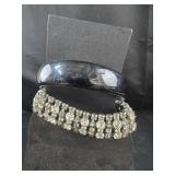 Rhinestone Bracelet and Black Plastic Bangle Rhinestone Bracelet and Black Plastic Bangle