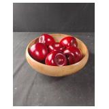 Wood bowl with wood apples