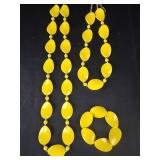 Long and Short Yellow Plastic Necklace with Long and Short Yellow Plastic Necklace with