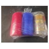 Decorative mesh-red and blue and ribbon Decorative mesh-red and blue and ribbon
