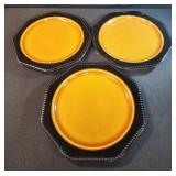 3 Sears Ironstone Octagon Amber plates. 10"