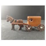 Wood handmade horse and carriage