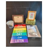 Assorted home decor items, picture frame, beachy Assorted home decor items, picture frame, beachy