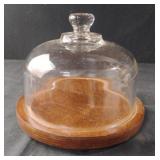 Vintage Goodwood Teak & Glass Dome Cheese Tray.