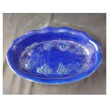Cobalt Blue Oval Serving Dish, Stoneware w/