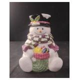 Snowman cookie jar. Has a couple of cracks-see