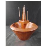 Vintage handmade wood nut bowl. 9.5" across