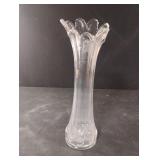 Vintage 11"Clear Swung Glass Stretch Vase Ruffled