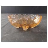 Vintage Jeanette Floragold Amber Carnival Glass