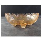 Vintage Jeanette Floragold Amber Carnival Glass