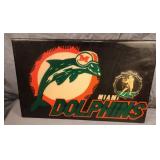 Vintage Miami Dolphins wood wall clock 19 x 12 Vintage Miami Dolphins wood wall clock 19 x 12