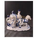 Vintage Victorian porcelain horse carriage and a